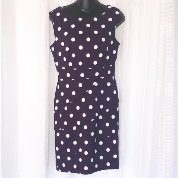 purple and white polka dot dress